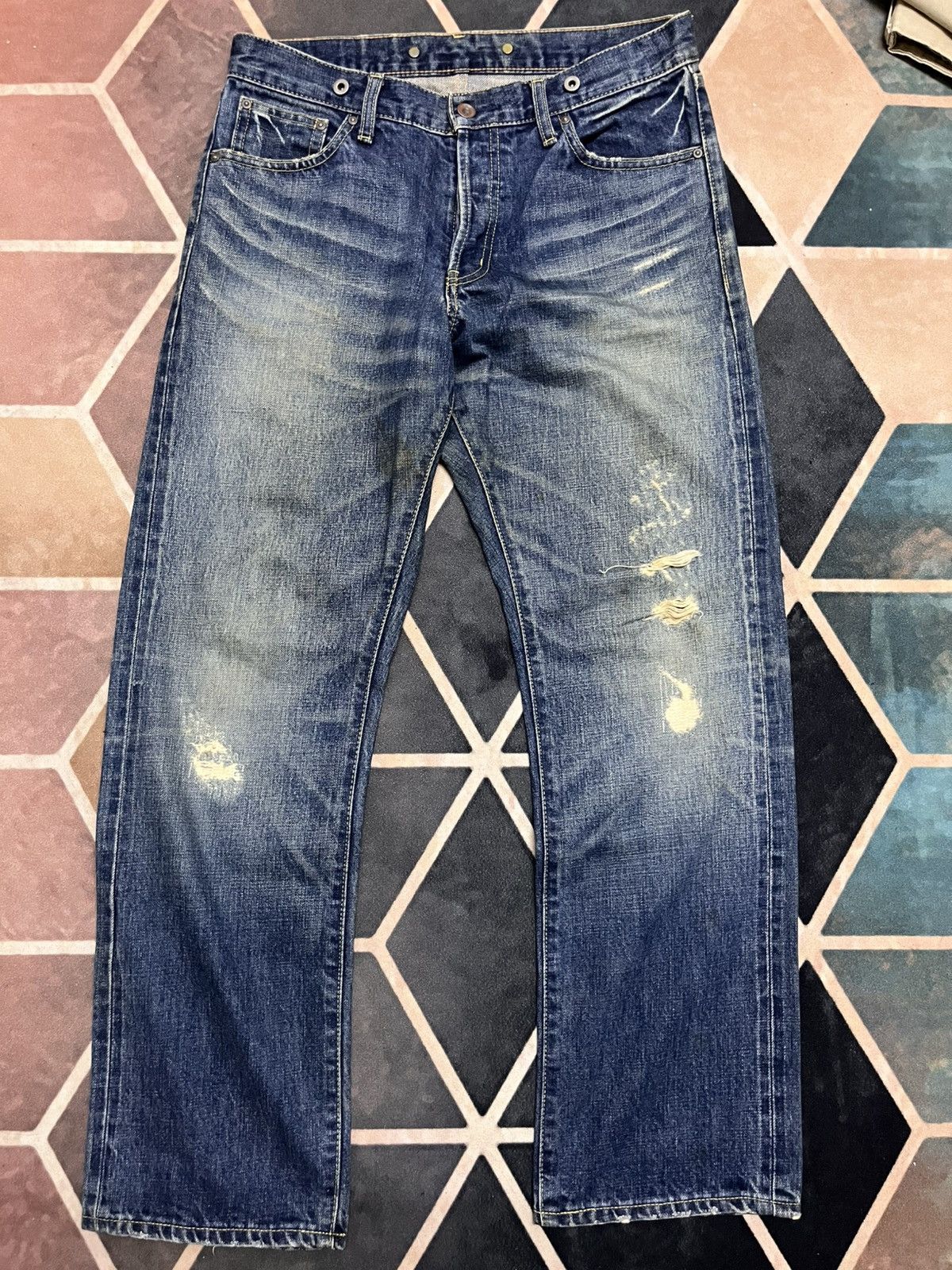 Japanese Brand journal standard distressed selvedge vintage big e style Size US 32 / EU 48 - 3 Thumbnail