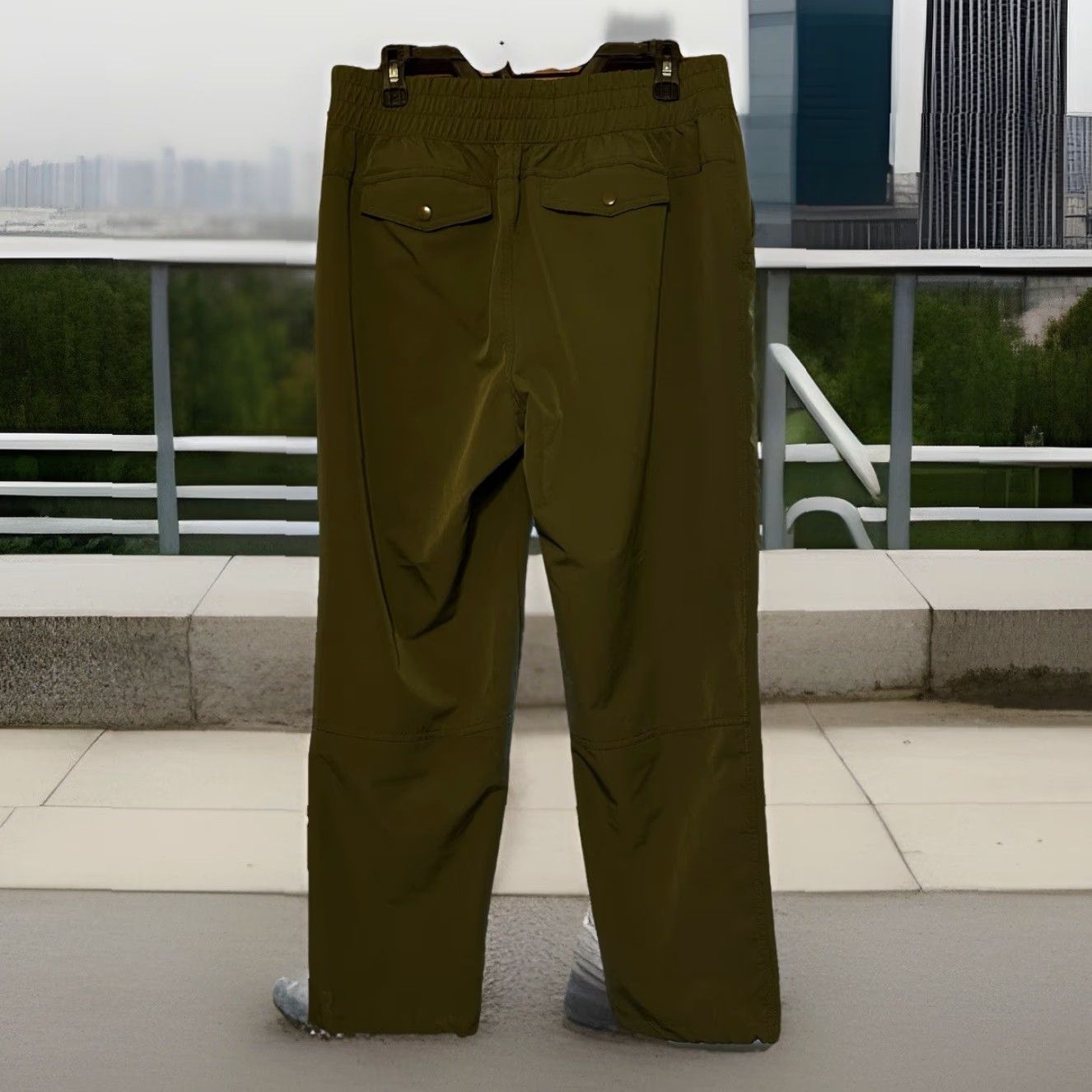 Vintage Apana Pants Jogger Active Yoga Women Large Army Green Elastic Waist 32x28 Size 36" / US 14 / IT 50 - 4 Thumbnail
