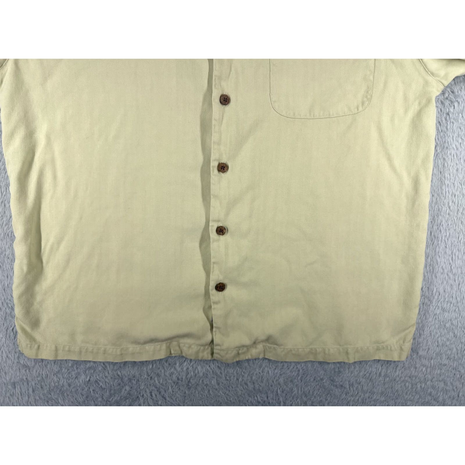 Tommy Bahama Tommy Bahama Shirt Men Large Yellow 100% Silk Button Up Short Sleeve Herringbone Size US L / EU 52-54 / 3 - 5 Thumbnail