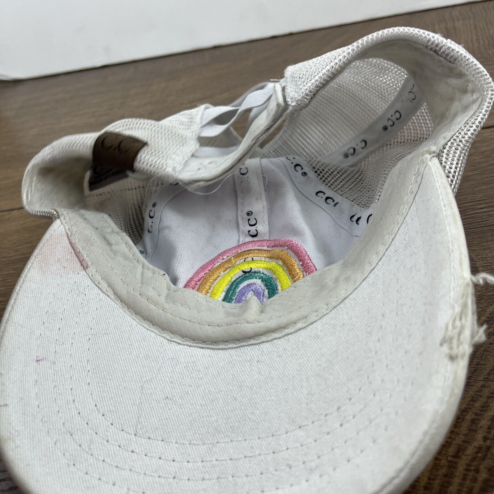 Other Rainbow Hat Rainbow White Hat Adjustable Adult Size Hat Whit Size ONE SIZE - 12 Thumbnail