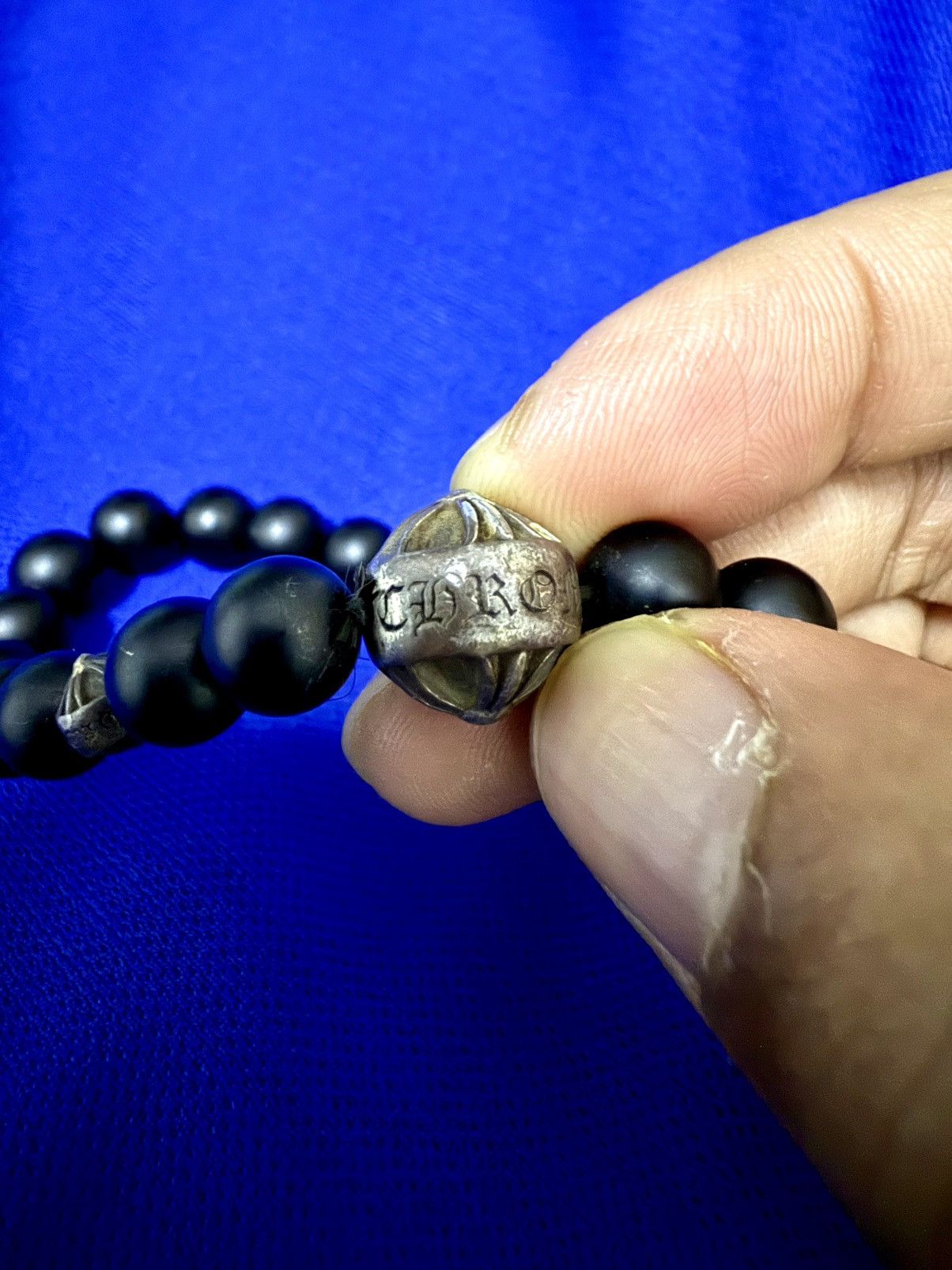 Chrome Hearts 🔥SICK🔥Chrome Hearts Onyx Bead silver cross ball bracelet Size ONE SIZE - 7 Thumbnail