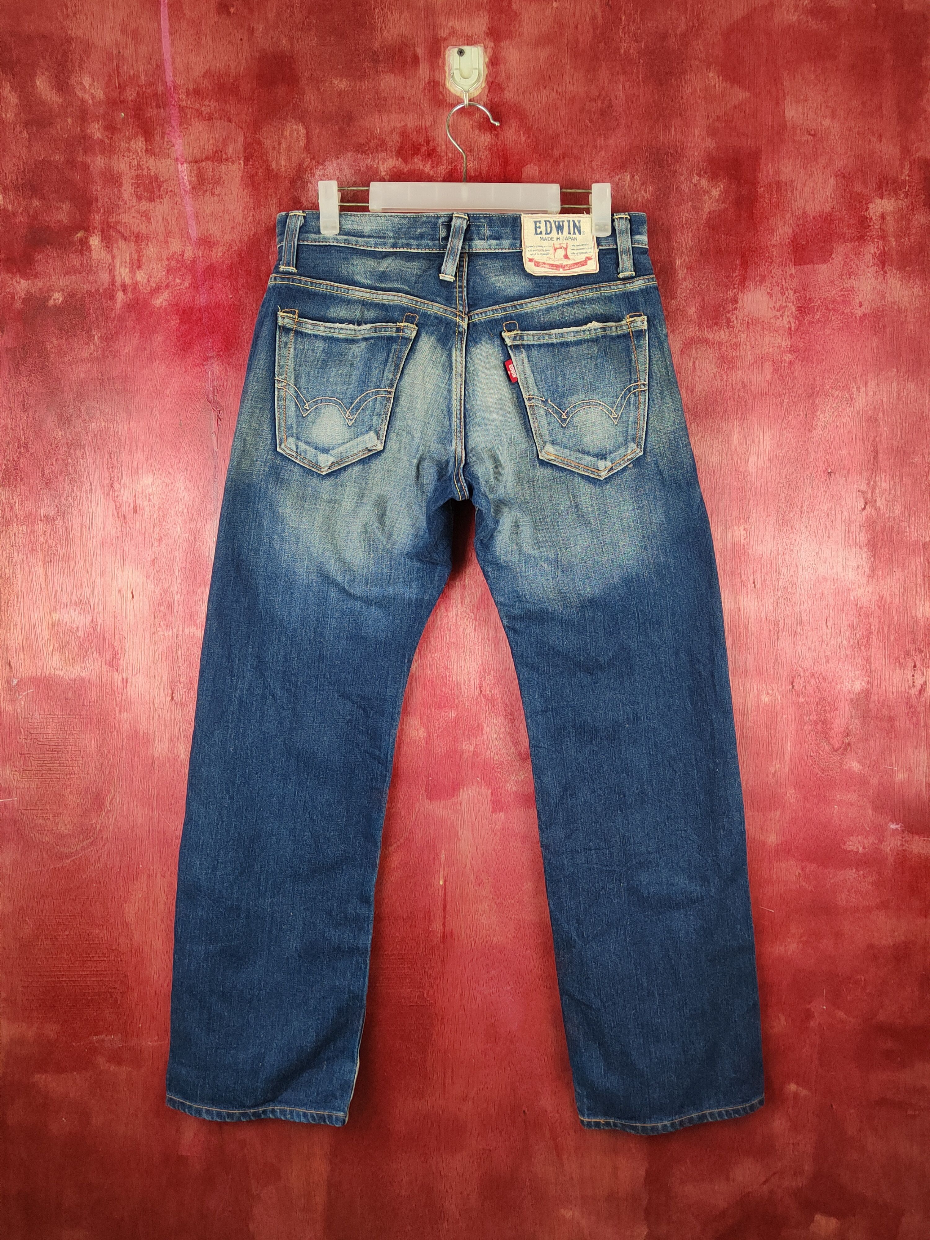 Edwin Edwin Dark faded vtg Distressed ripped jeans Denim #S1485 Size US 31 - 7 Thumbnail