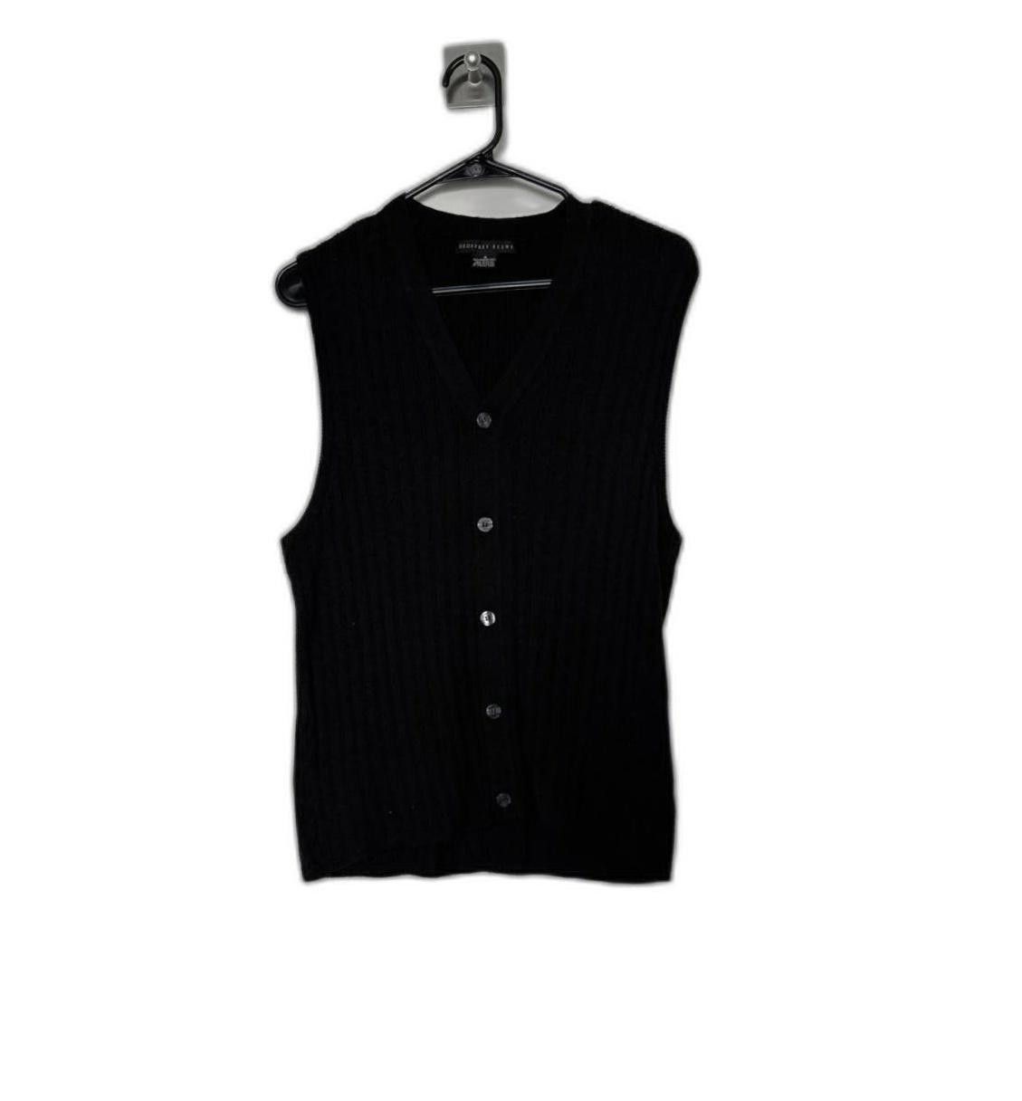 Designer Geoffrey Beene Men's Black Merino Wool Cardigan Vest Size US M / EU 48-50 / 2 - 1 Thumbnail