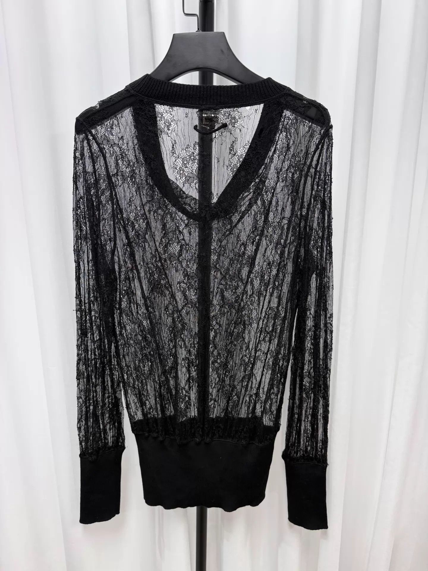 Jean Paul Gaultier Jean Paul Gaultier Black Lace Longsleeve Top XL Size XL / US 12-14 / IT 48-50 - 7 Thumbnail