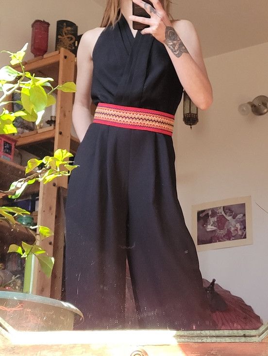 Joseph Ribkoff Joseph Ribkoff Vintage Gold Label Black Halter Jumpsuit - 8 Size 30" / US 8 / IT 44 - 1 Thumbnail