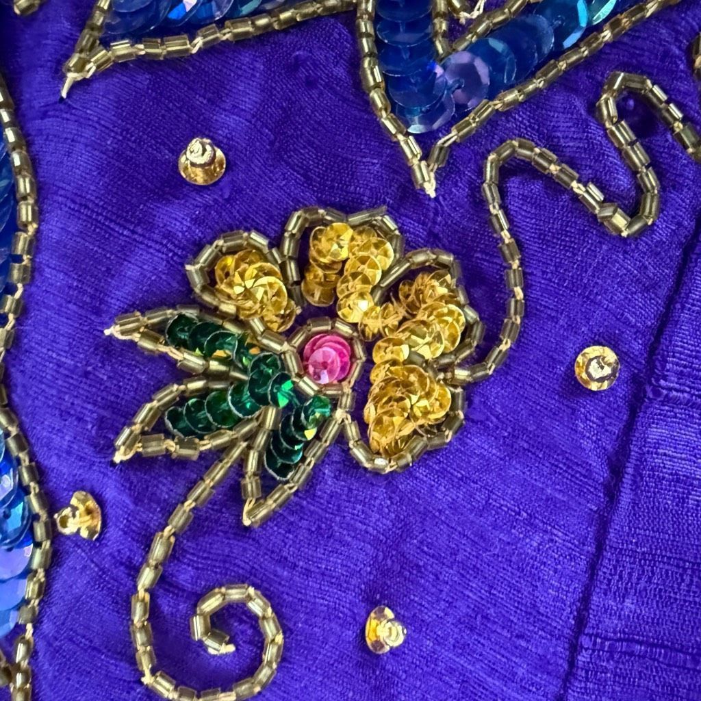 Vintage Vintage 80s Hudson’s Silk Purple Gold Bling Cropped Bolero J Size M / US 6-8 / IT 42-44 - 14 Thumbnail