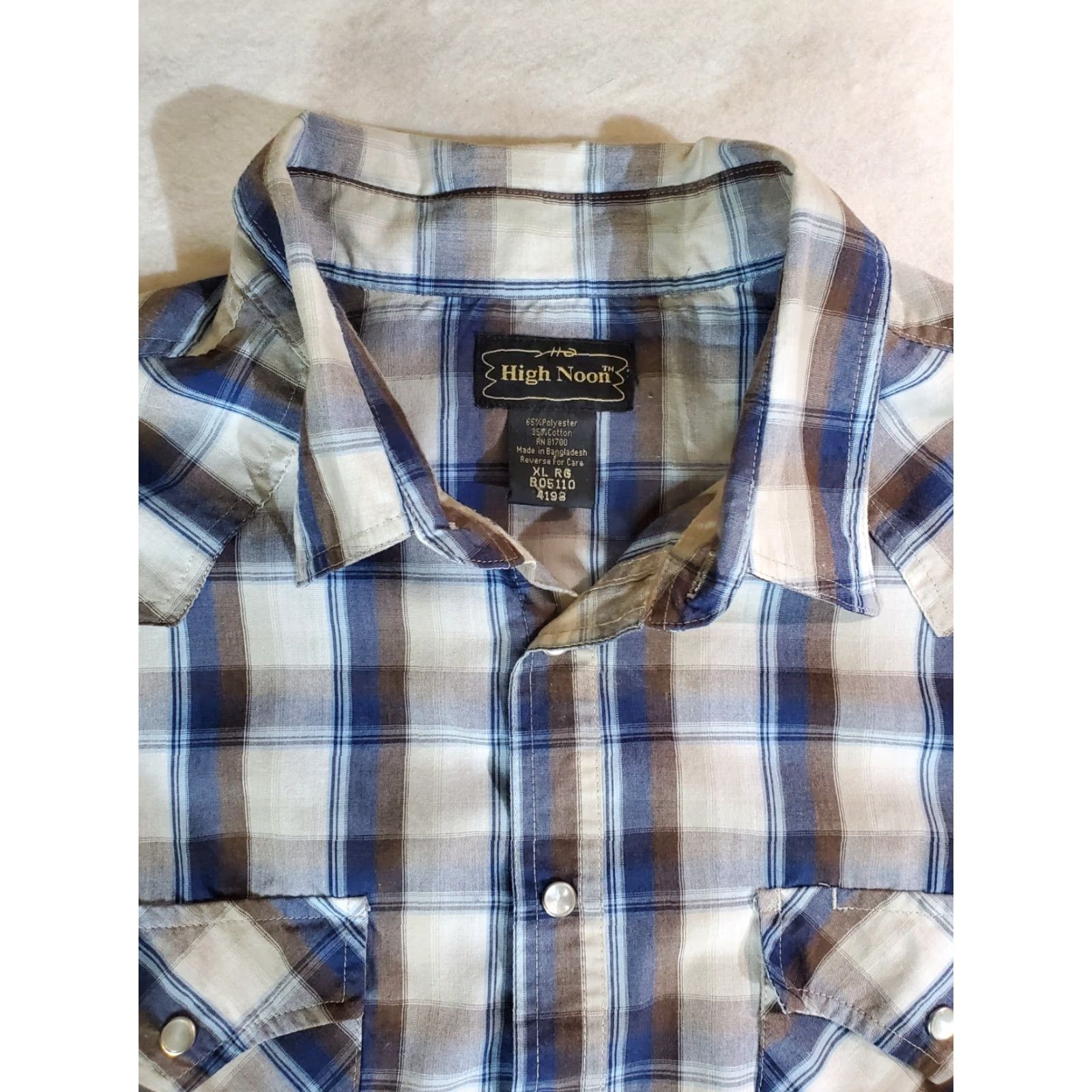 Vintage High Noon Shirt Mens XL Black Plaid Long Sleeve Pearl Snap Button-Up Western Size US XL / EU 56 / 4 - 4 Thumbnail