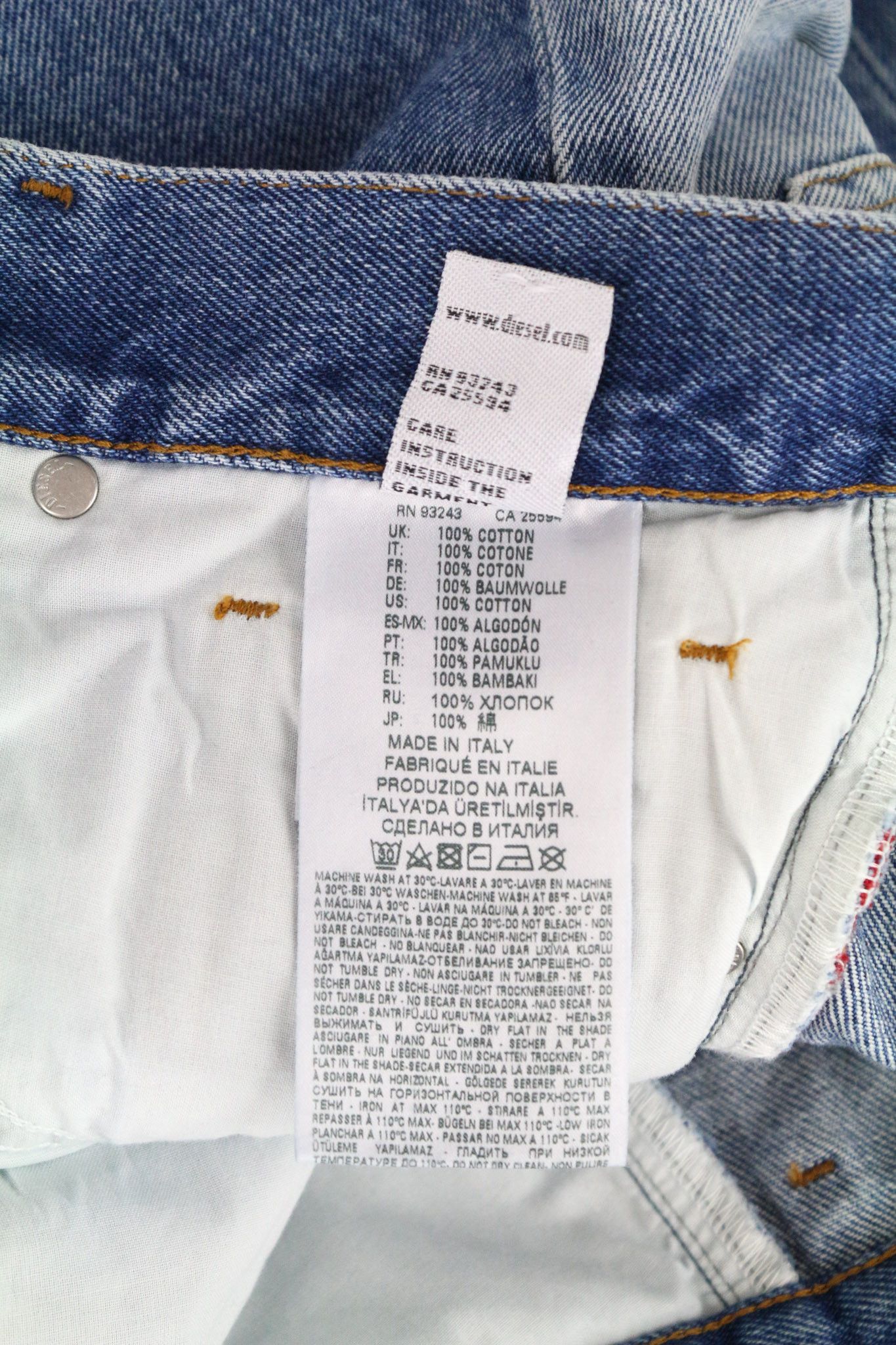 Diesel WIDEE 0077V W25/L32 Blue Cotton Jeans 71652 Size 25" / US 0 / IT 36 - 8 Thumbnail
