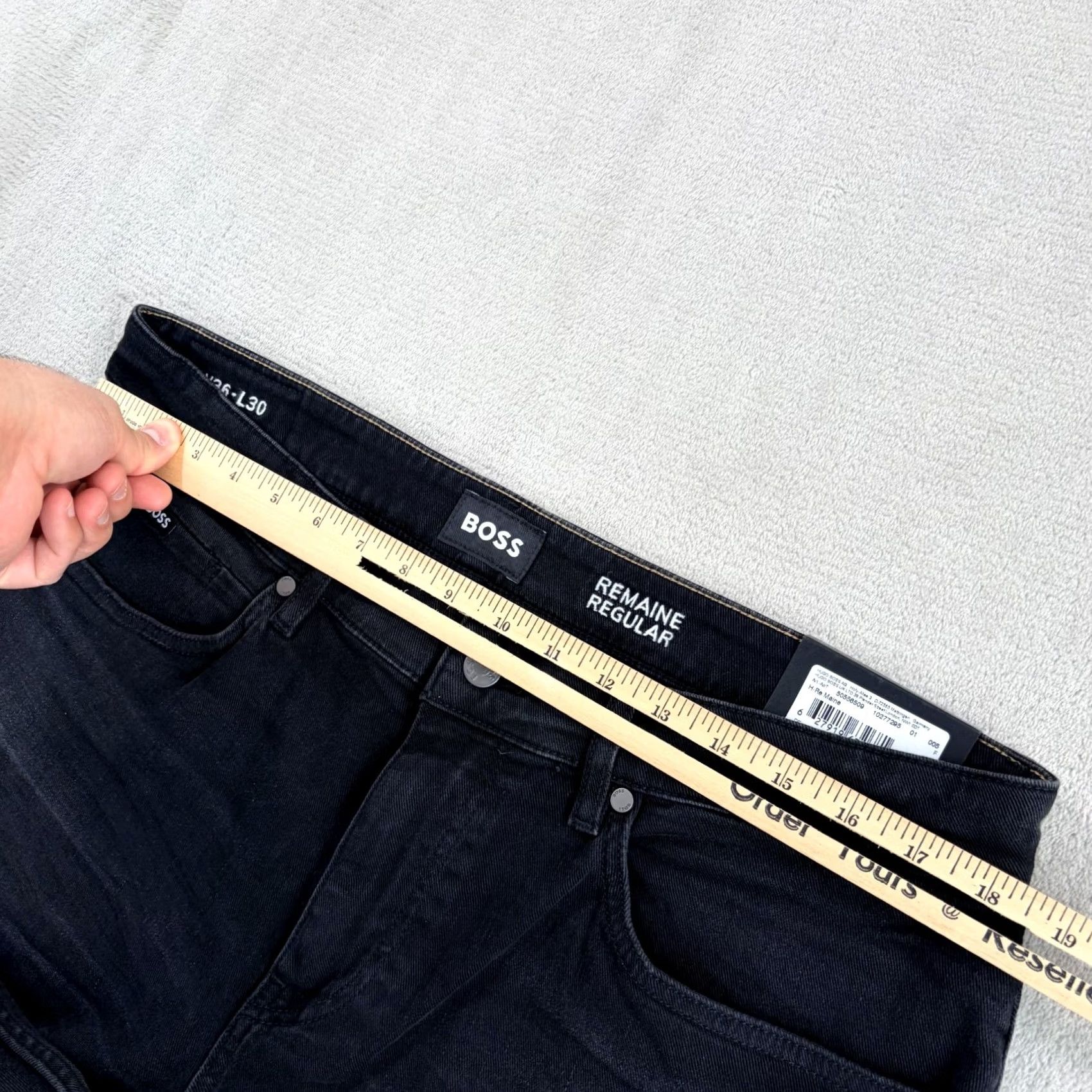 Hugo Boss HUGO BOSS Maine Regular-fit Jeans Black Wash 36x28 Mens Regular 5-Pocket Zipper Fly Stretch Denim Cotton Elastane Size US 36 / EU 52 - 6 Thumbnail
