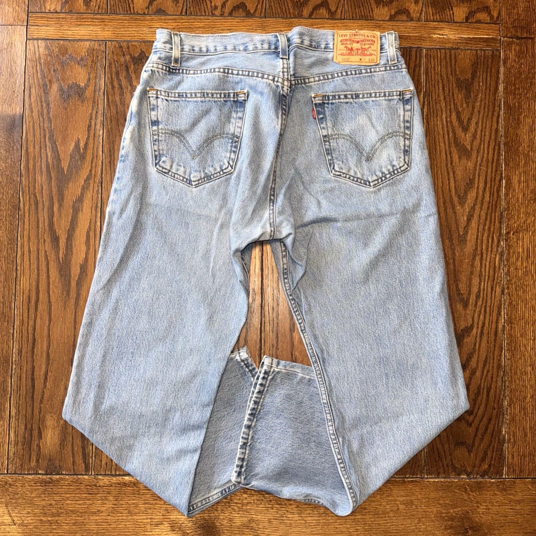 Levi's VINTAGE Levi's 505 Jeans 36x30 Light Wash Straight Denim Blue 90s USA Red Tab Unisex Adults 5-Pocket Style Slim Regular Mens Womens Size US 36 / EU 52 - 6 Thumbnail