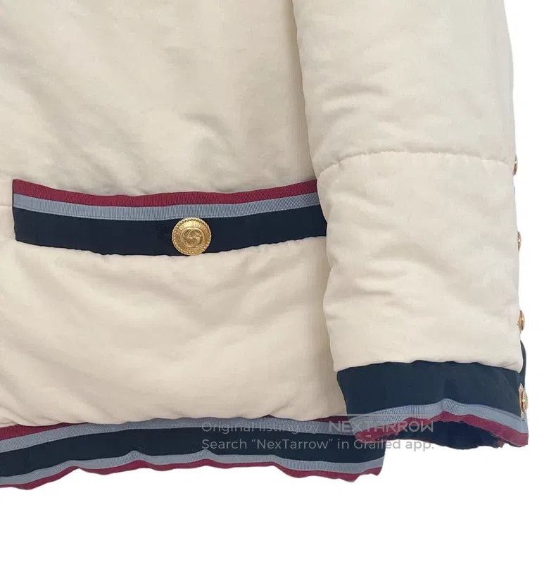 Gucci Gucci Beige striped V-neck single-breasted long-sleeved co Size M / US 6-8 / IT 42-44 - 4 Thumbnail