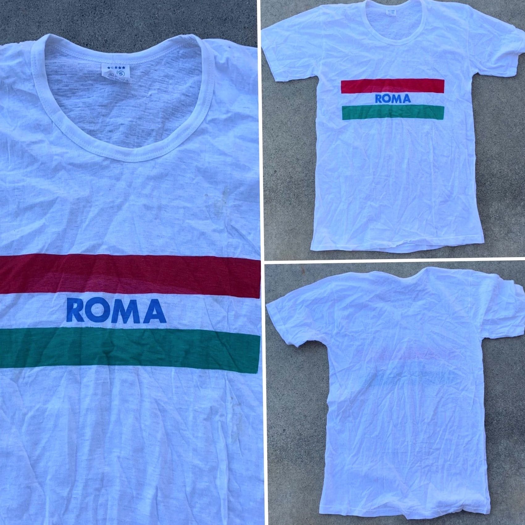 Vintage VINTAGE Roma T-Shirt Short Sleeve White 100% Cotton XL Mens Italy Rome Single Stich Thin 5 Stars On It Size US XL / EU 56 / 4 - 5 Thumbnail