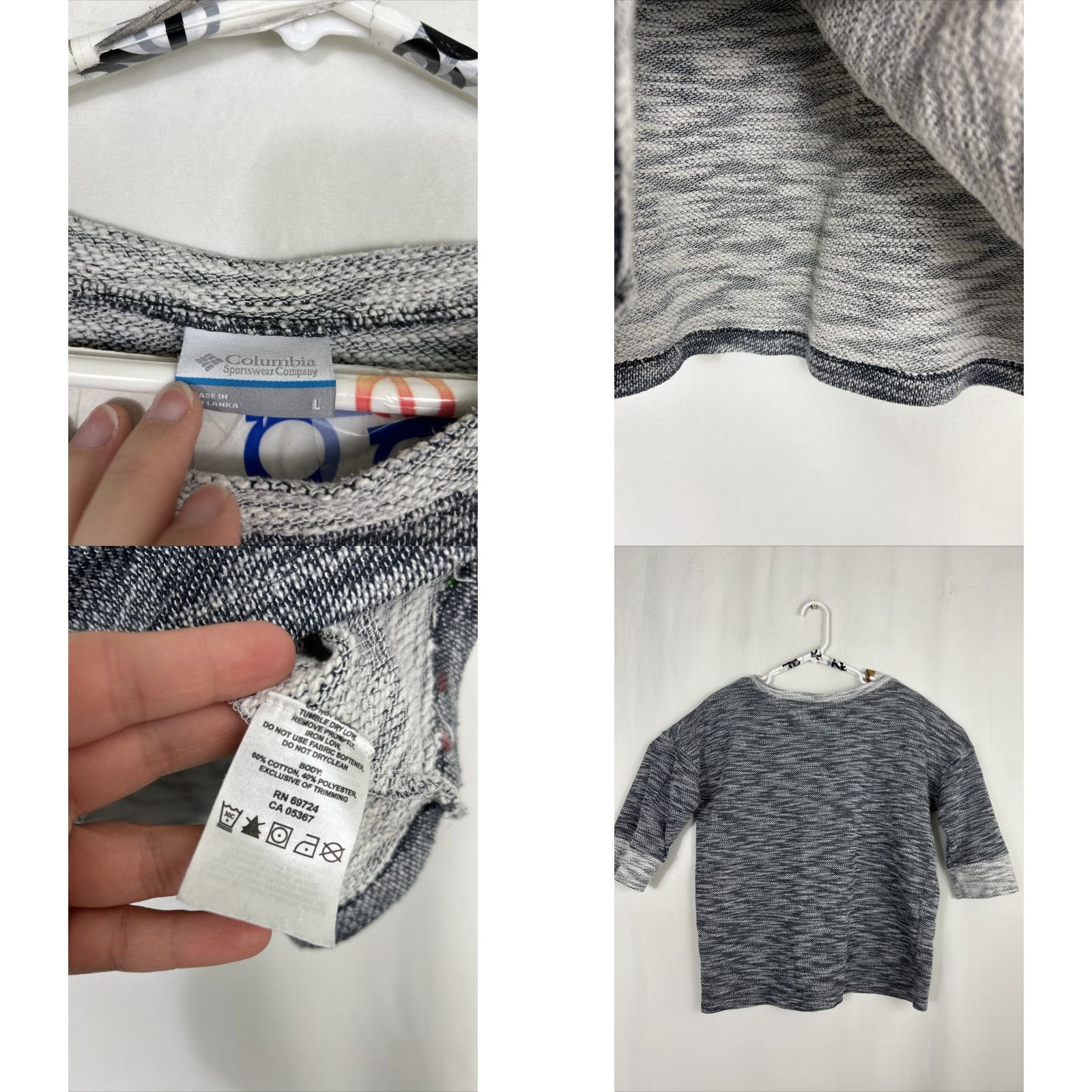 Vintage Columbia Womens Sweater Gray Heather Knit 3/4 Sleeve L Large Pullover Cotton Polyester Scoop Neck Girls/ Womens Size L / US 10 / IT 46 - 8 Thumbnail