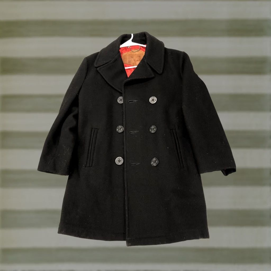 Vintage VINTAGE Woolrich Womens Wool Naval Pea Coat Double Breasted Size S (36) Black USA Made Size S / US 4 / IT 40 - 1 Thumbnail