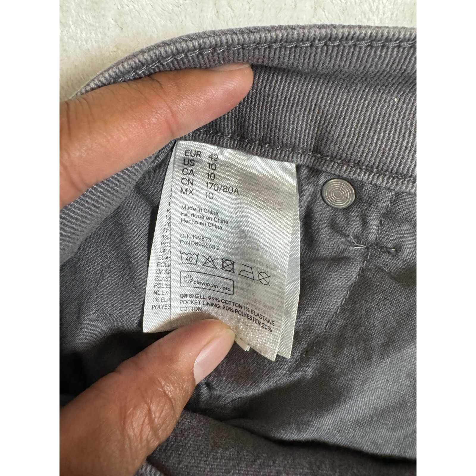 Unknown London Divided By H&M Cropped Jeans Stretch Pocket Cuffed Hem Denim Size 32" / US 10 / IT 46 - 5 Thumbnail
