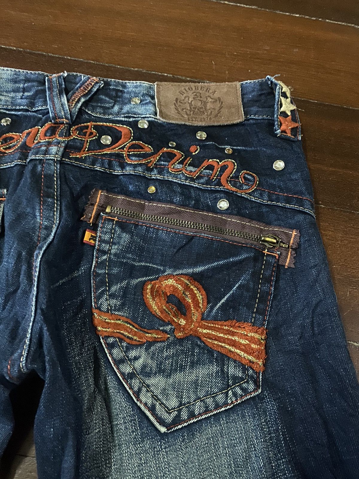 JNCO FIRE 🔥 RIOBERA DENIM FLARE JEANS LOW RISE EMBROIDERED STUDD Size 34" / US 12 / IT 48 - 21 Thumbnail