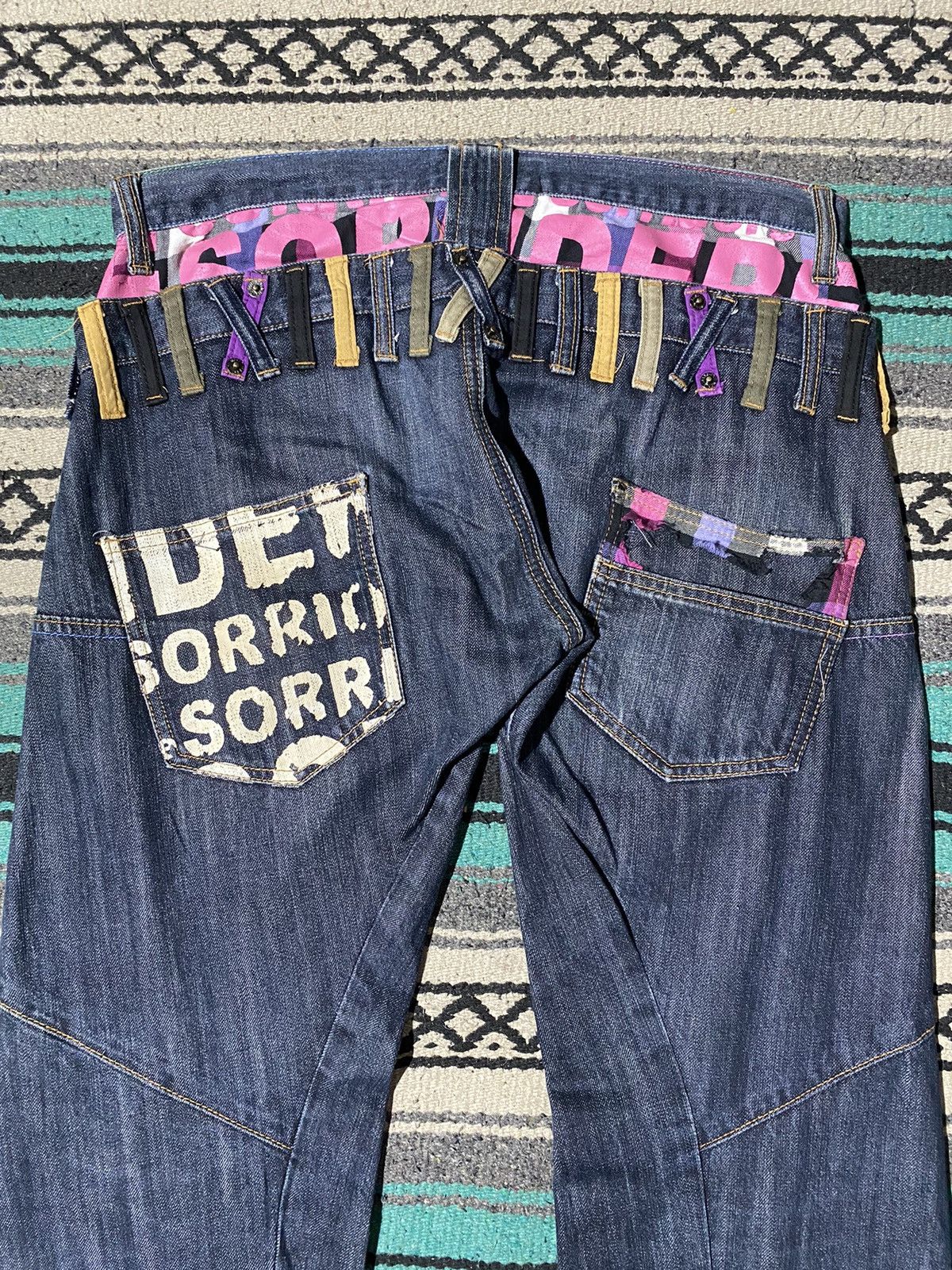 If Six Was Nine 2000s Sorridere - Double Waist Zebra Claws Faded Denim Jean Size US 32 / EU 48 - 6 Thumbnail