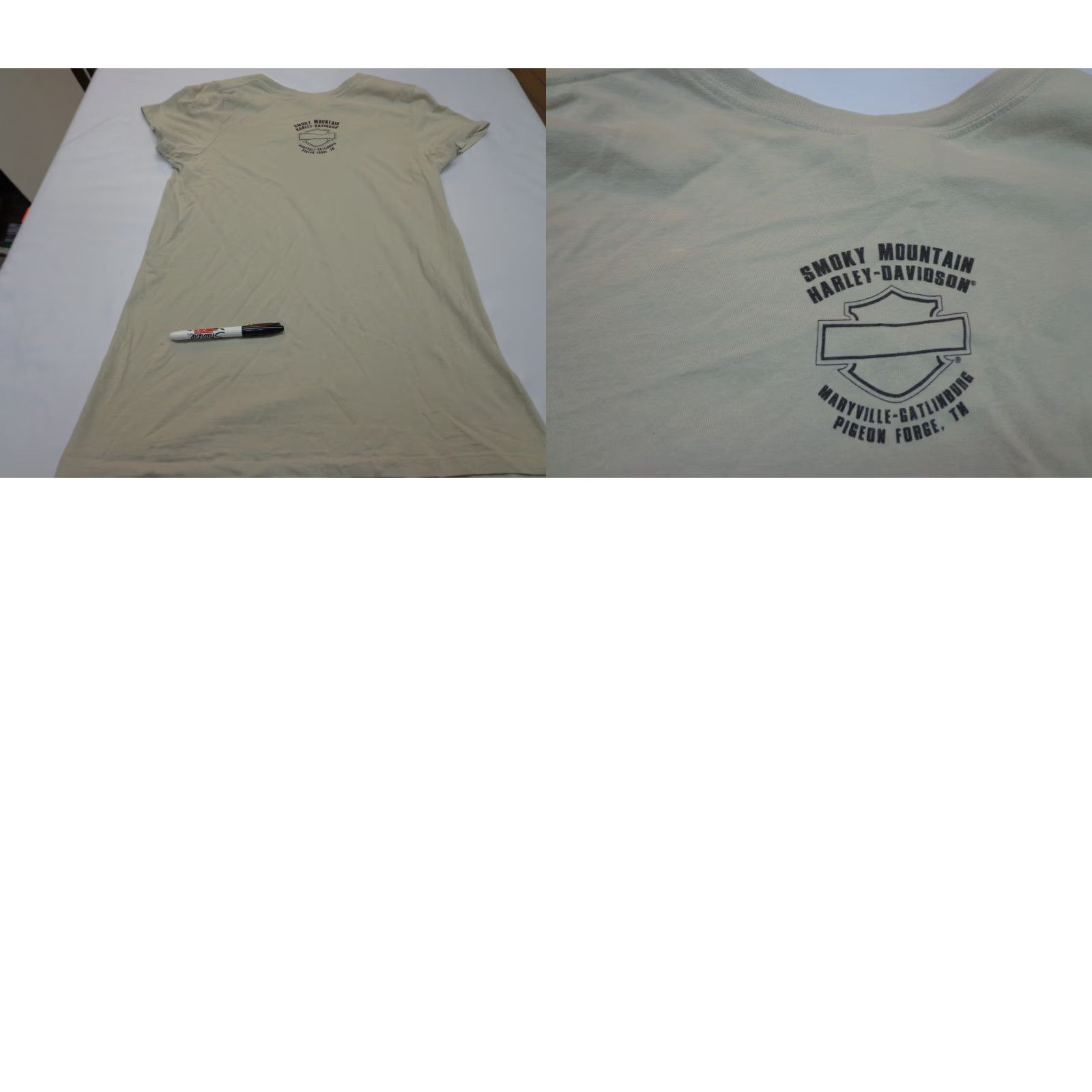 Harley Davidson Harley-Davidson T Shirt Womens L Beige Short Sleeve Scoop Neck Casual Knit Basic Motorcycle - 90s? (no) Size L / US 10 / IT 46 - 8 Thumbnail