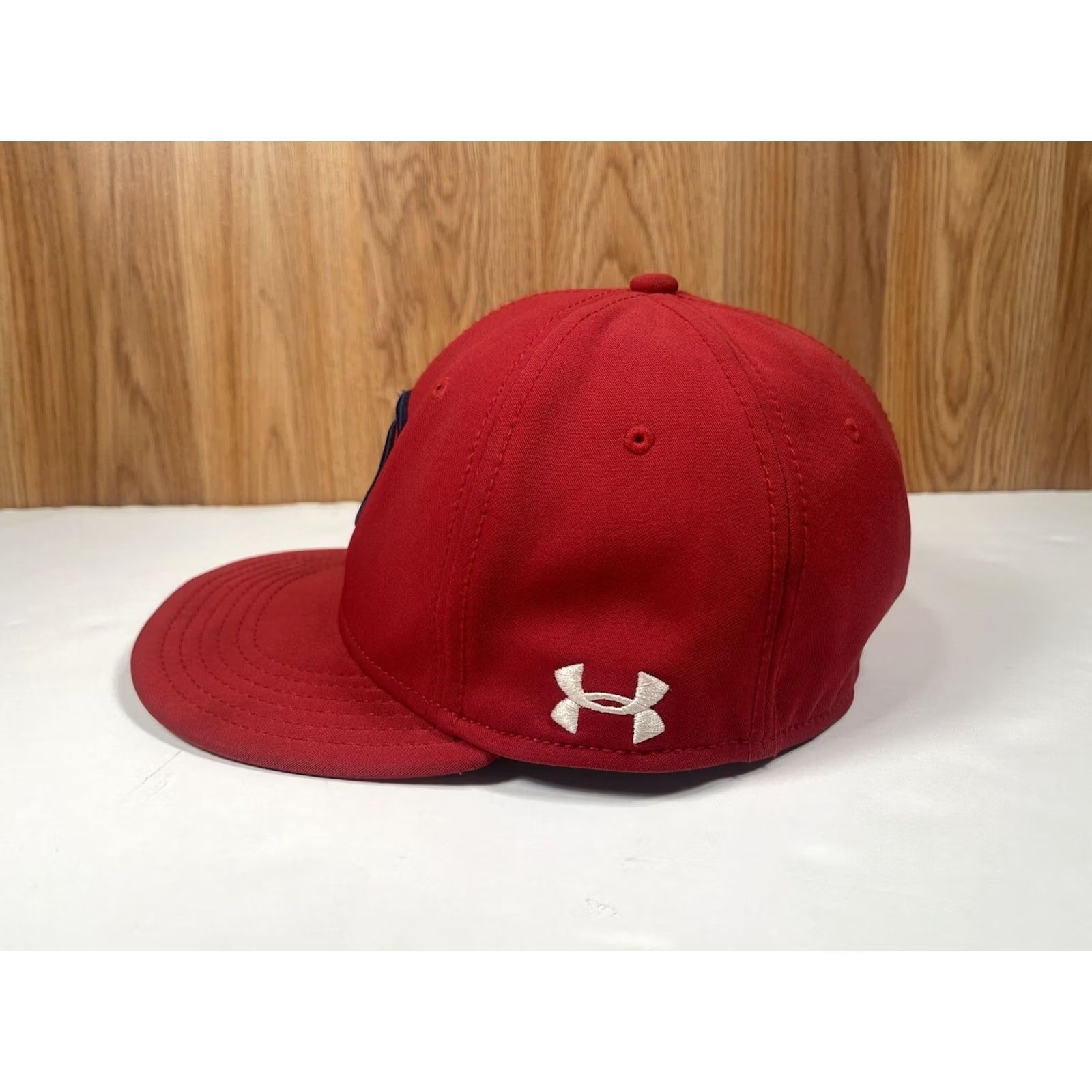 Under Armour Under Armour Hat Adult S Red USB600 Stretch Fitted Baseball Cap Size ONE SIZE - 4 Thumbnail