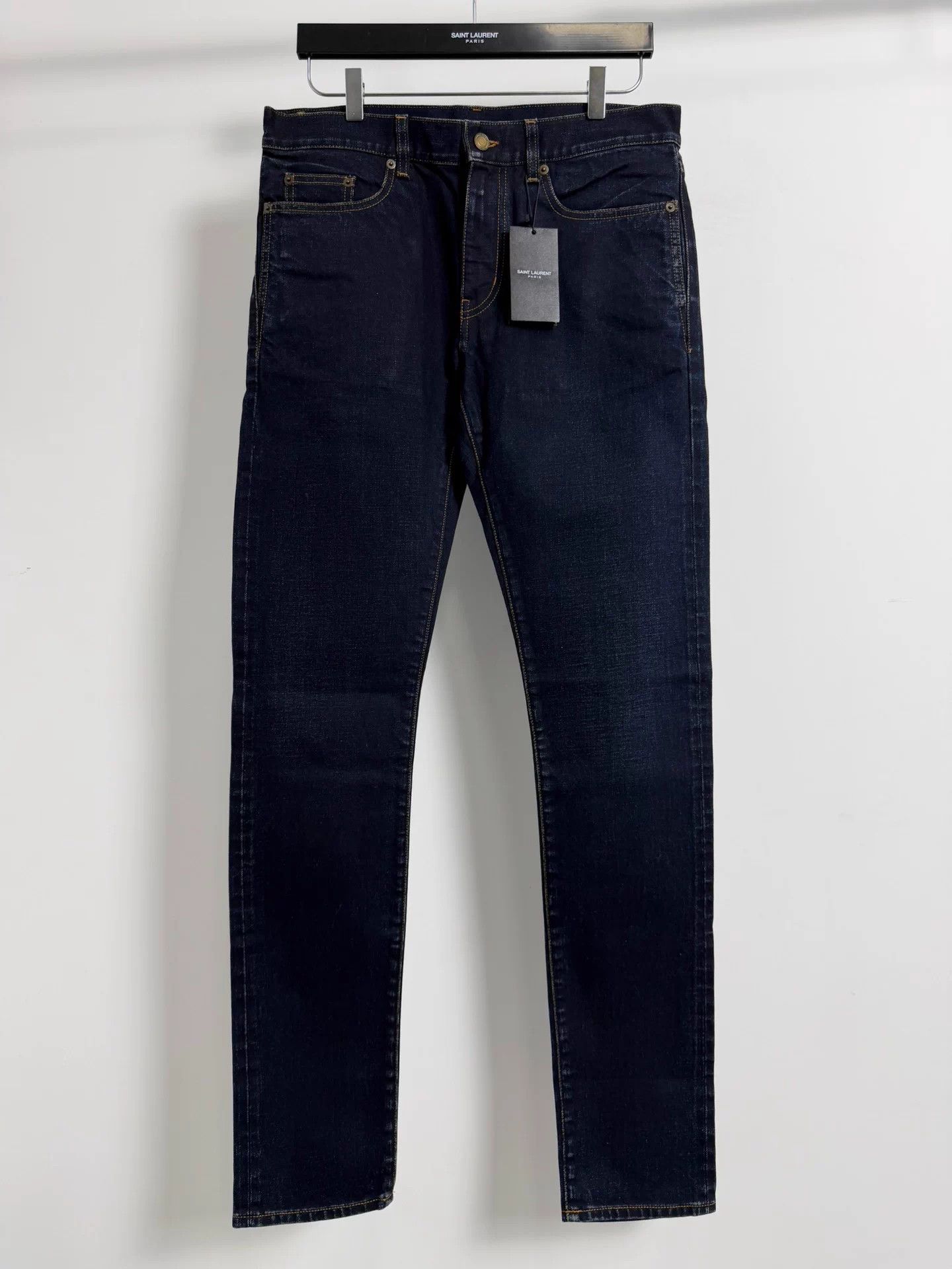 Saint Laurent Paris SLP 21fw D02 navy raw yellow line jeans 31 Size US 31 - 1 Thumbnail