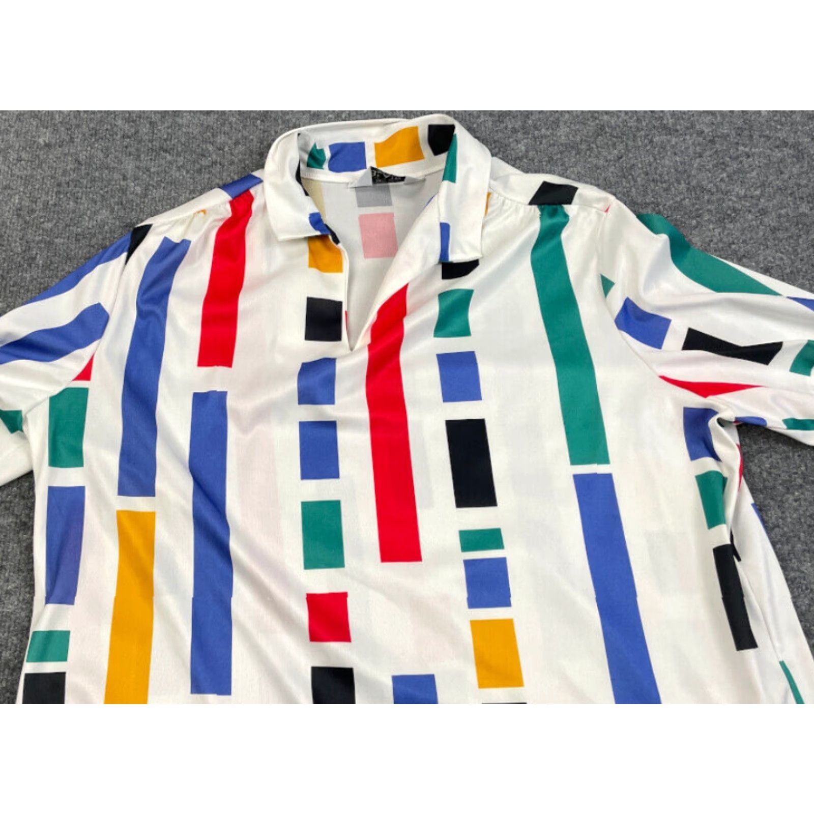 Blair VTG 90s Colorful Geometric Stripe Polo Shirt Women's Large Lightweight Retro Size L / US 10 / IT 46 - 6 Thumbnail
