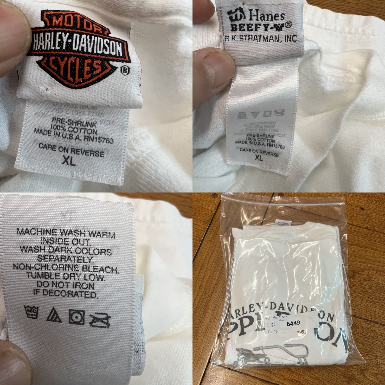 Harley Davidson Harley-Davidson T-Shirt Mens XL White Graphic Crew Neck 2002 Appleton Wisconsin USA Mens Size US XL / EU 56 / 4 - 8 Thumbnail