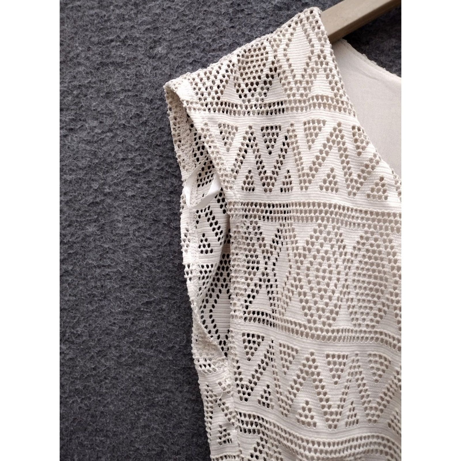 Vintage Luxology Dress Women S Beige Crochet Lined Cap-Sleeveless A-Line Dress Size S / US 4 / IT 40 - 7 Thumbnail