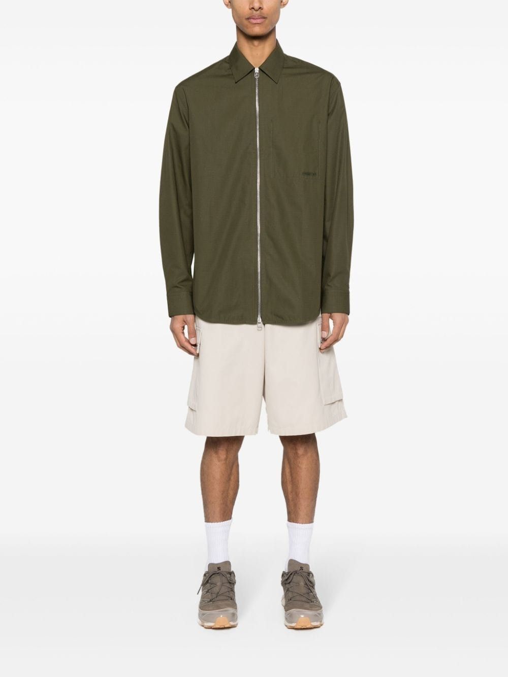 OAMC o1y0225 Solid Color Zip Shirt in Olive Green Size US XL / EU 56 / 4 - 5 Thumbnail