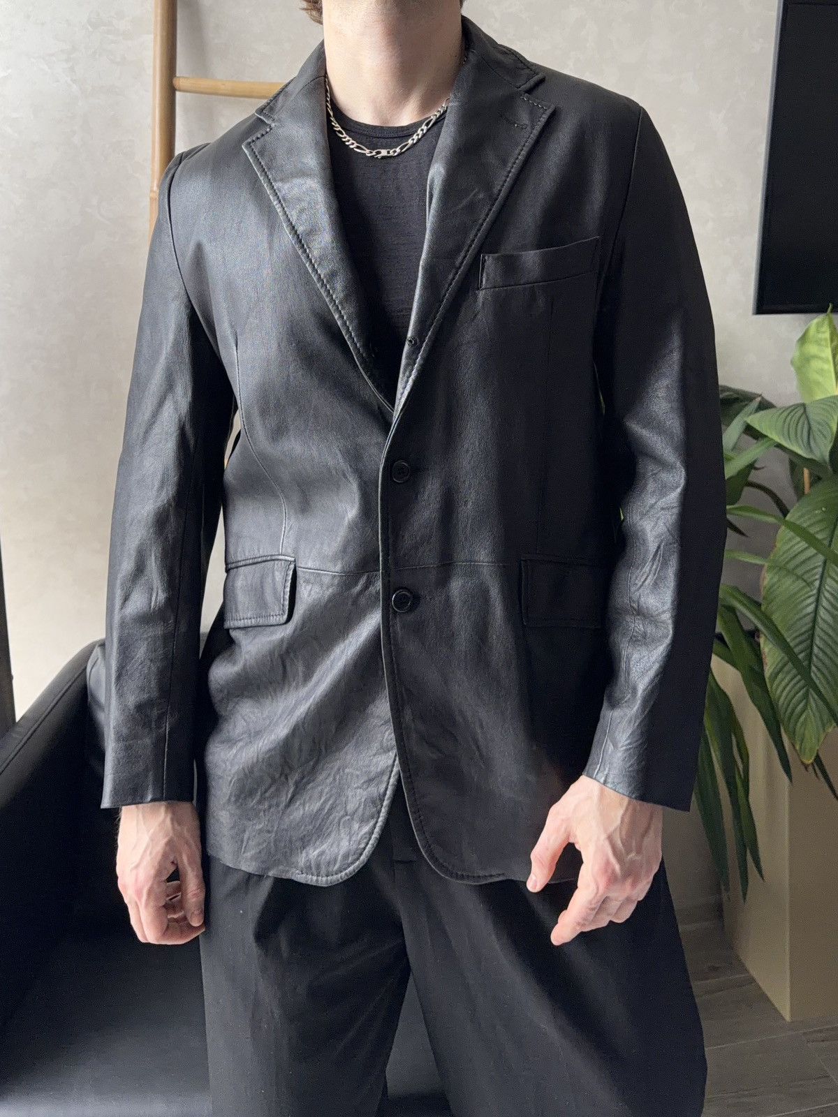 Leather Stewart Vintage Real Leather Black Blazer Jacket Size US L / EU 52-54 / 3 - 2 Thumbnail