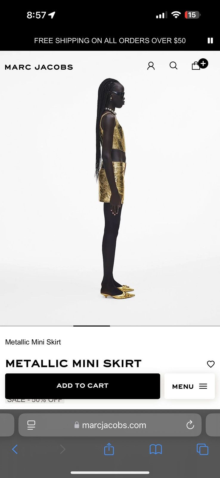 Marc Jacobs NWT! Marc Jacobs Gold Leather Skirt Size 25" / US 0 / IT 36 - 8 Thumbnail