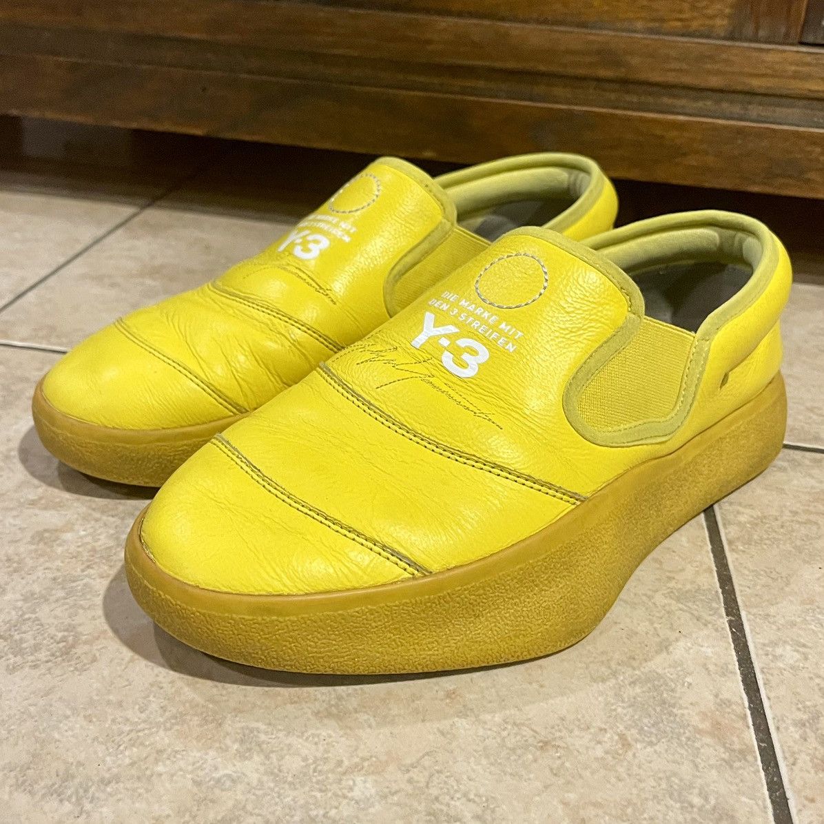 Y-3 Adidas Y-3 Tangutsu Yellow Logo Canvas Slip On Sneakers Size US 9.5 / EU 42-43 - 2 Thumbnail
