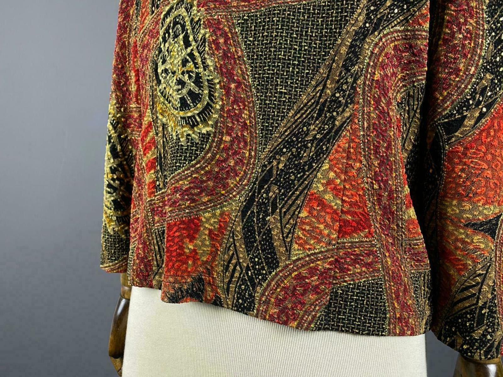 Designer Joseph Ribkoff Trend Kaftan Pring Crew Neck Zip Up Sweater Size M / US 6-8 / IT 42-44 - 7 Thumbnail