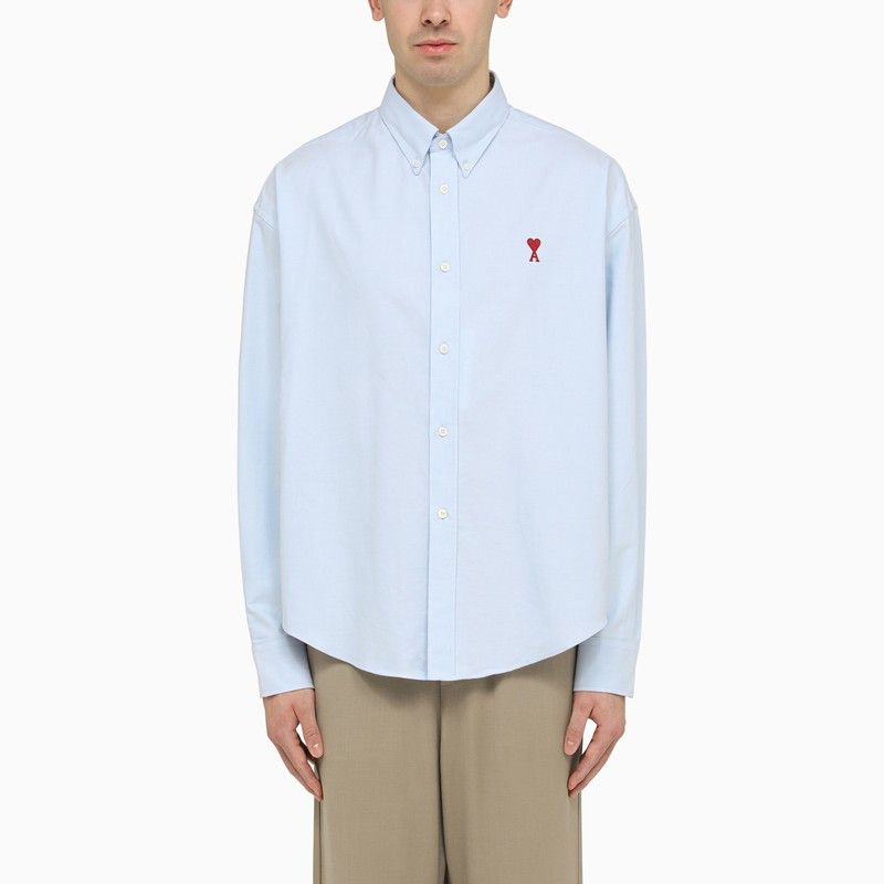 image of Ami Paris Light Blue Ami De Coeur Shirt, Men's (Size 2XL)