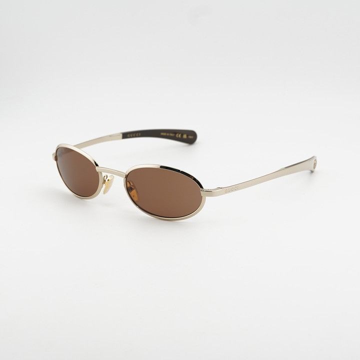Gucci Gucci GG1942S 003 Women Sunglasses Gold Oval Frame, Brown Size ONE SIZE - 1 Thumbnail