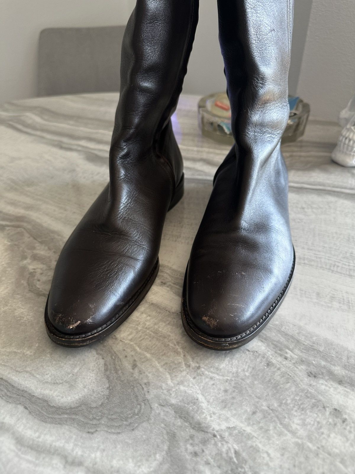 Burberry Burberry High Leather Buckle Riding Boots in Dark Brown Size US 11 / IT 41 - 4 Thumbnail