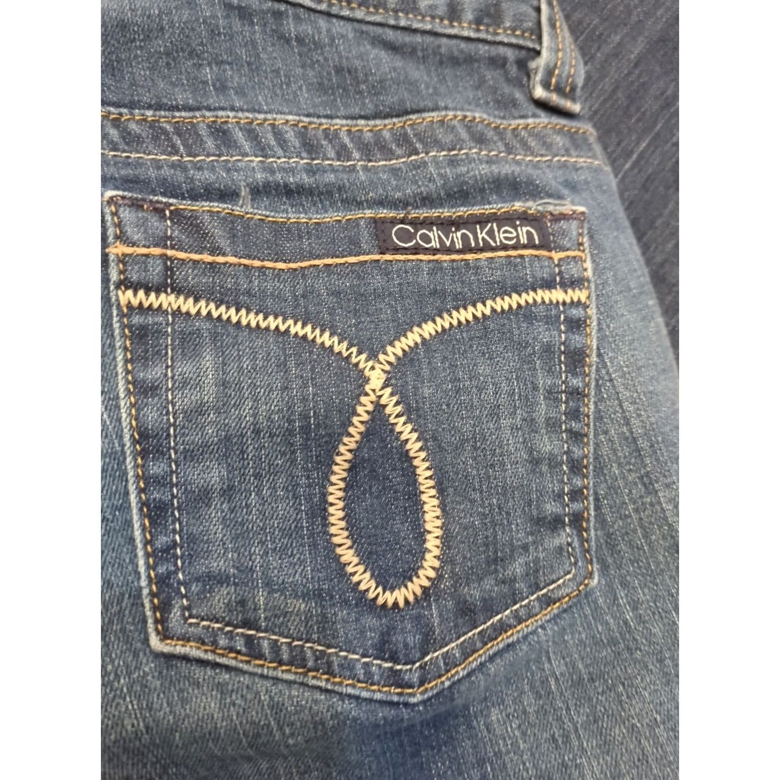 Calvin Klein Calvin Klein Jeans Modern Flare Jeans Womens Size 4 Blue Denim Cotton Spandex Elastane Zip Button Pockets Stretch Regular 30" Waist Size 27" / US 4 / IT 40 - 5 Thumbnail