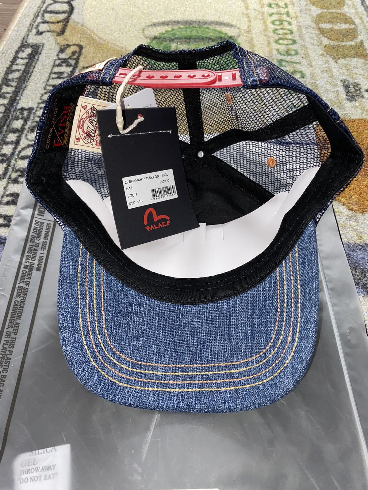 Evisu × Palace Palace x Evisu Dice Mesh Trucker Light Wash | Grailed