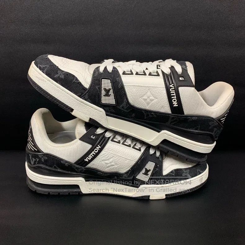 Louis Vuitton Louis Vuitton Trainer Black and White Denim Low Top Board Size US 8 / EU 41 - 4 Thumbnail