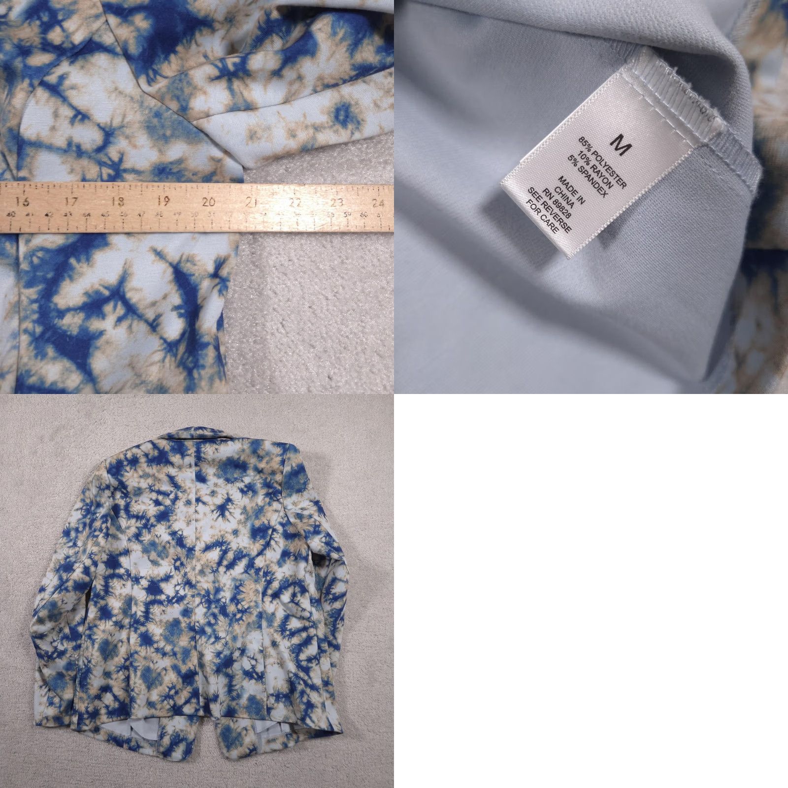 Vintage LOGO by Lori Goldstein Blazer Womens M Blue Beige Tie-Dye Stretch Knit Size M / US 6-8 / IT 42-44 - 9 Thumbnail