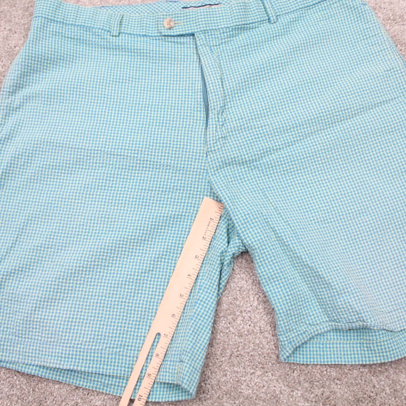 Peter Millar Peter Millar Chino Shorts Mens 38 Green Plaid Seersucker Flat Front Stretch Chino Shorts Size US 38 / EU 54 - 4 Thumbnail