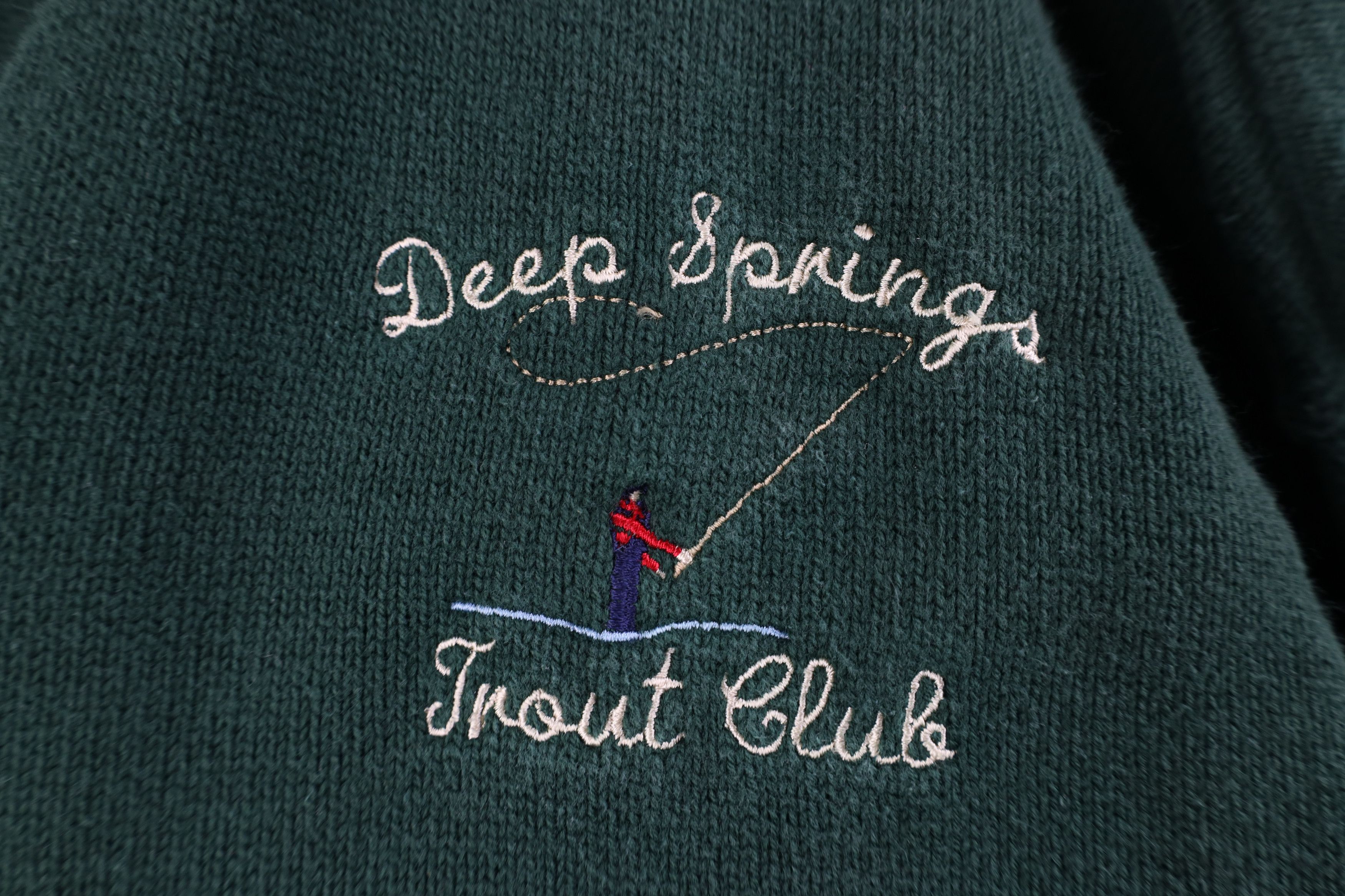 Vintage Vintage 90s Trout Club Fishing Knit Sweater Green USA Size US XXL / EU 58 / 5 - 4 Thumbnail
