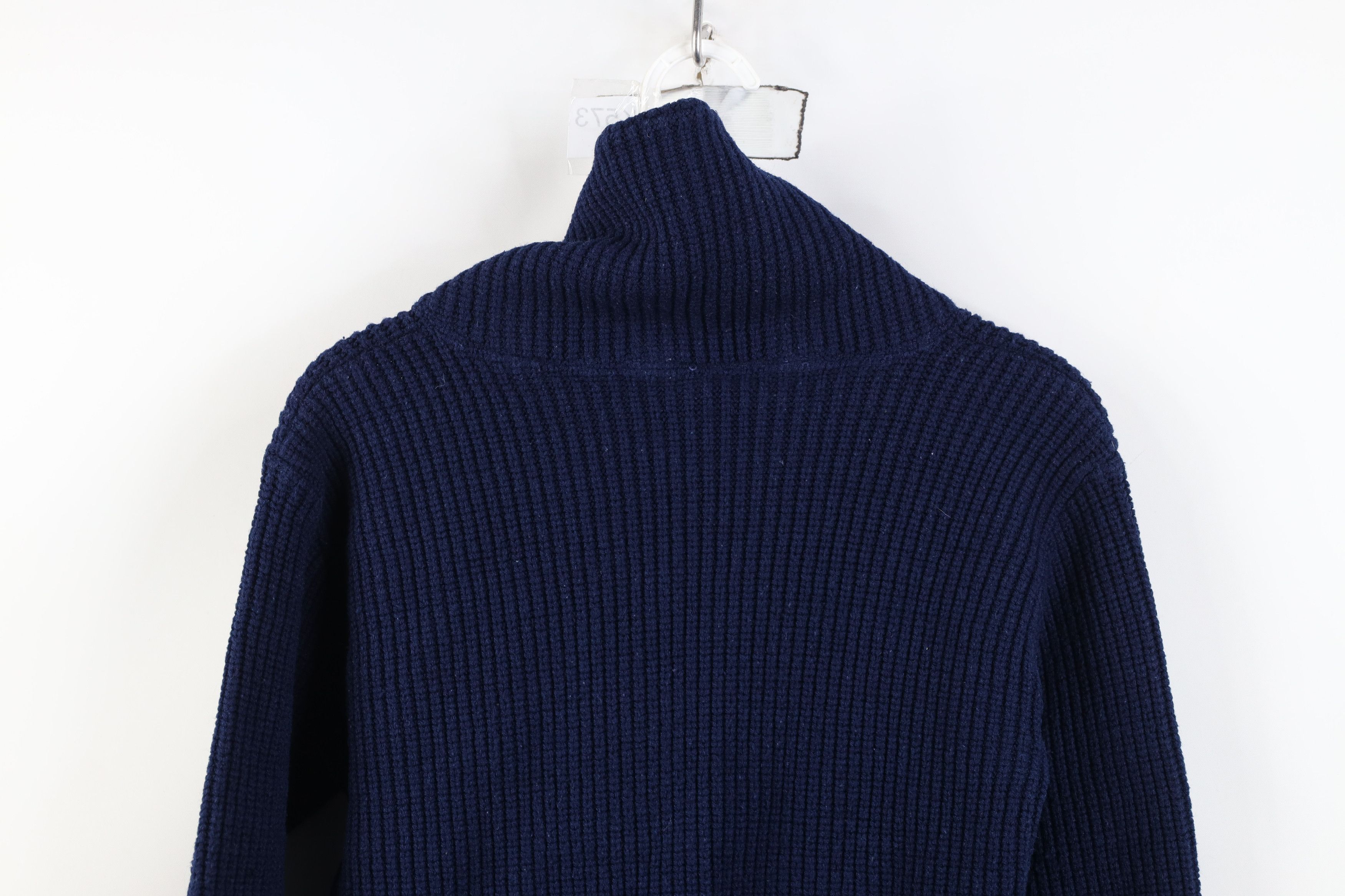 Vintage Vintage 70s Streetwear Ribbed Knit Shawl Sweater Blue Size S / US 4 / IT 40 - 10 Thumbnail