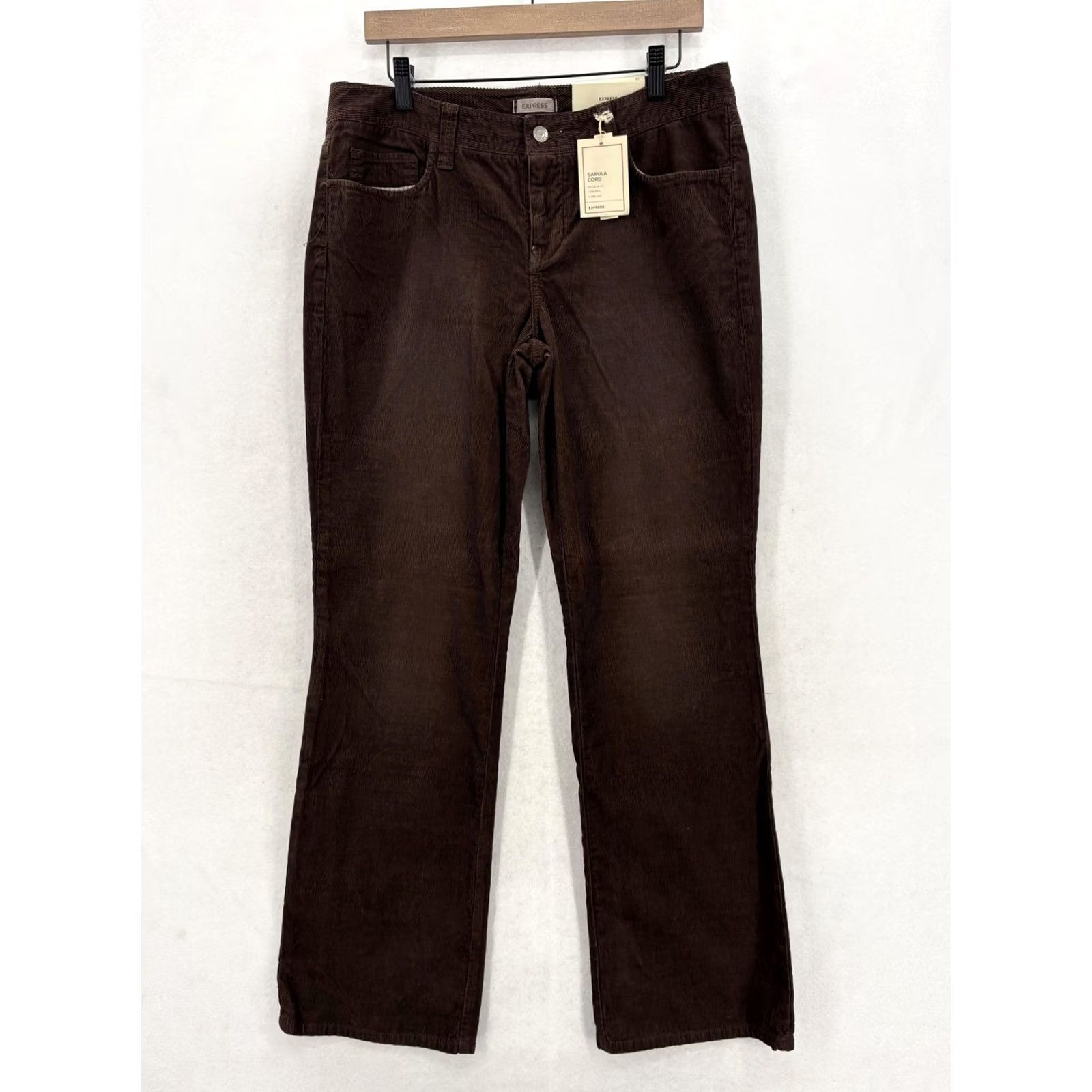Express VINTAGE Express Sarula Cord Pants Womens 10 Brown Low Rise Flare Corduroy Khakis 90s Womens Size 32" / US 10 / IT 46 - 2 Thumbnail