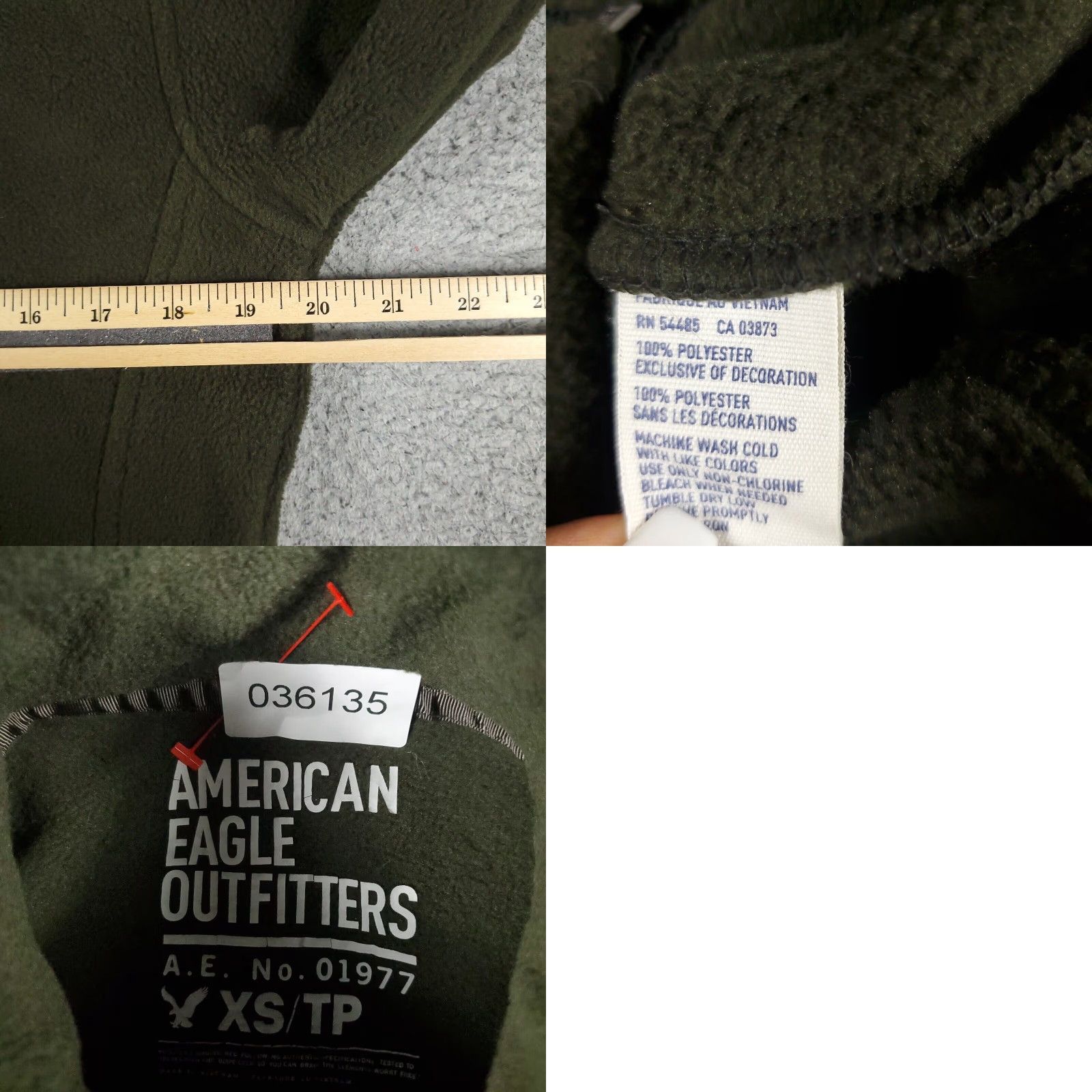 American Eagle Outfitters American Eagle Sweater Mens XS Green Fleece Outdoors Full Zip Up Sweatshirt Size US XS / EU 42 / 0 - 8 Thumbnail