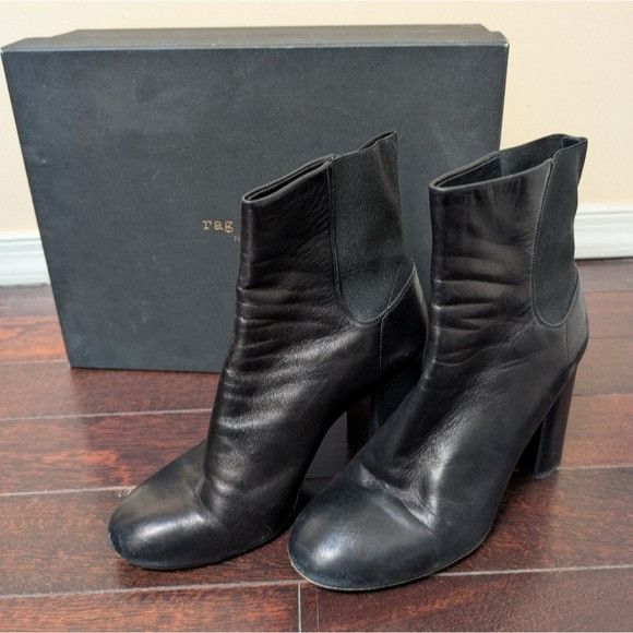 Rag & Bone Rag & Bone Agnes Ankle Leather Block Heel Boots - Black Size US 8.5 / IT 38.5 - 9 Thumbnail