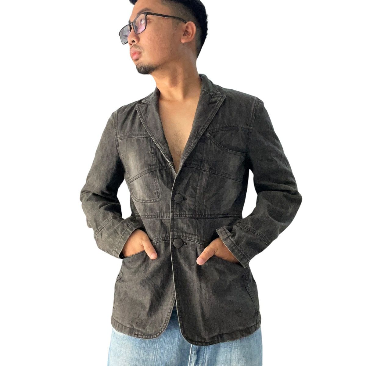 14th Addiction 🇯🇵VINTAGE IN THE ATTIC GOTHIC PUNK BLAZER DENIM COLLAR JACKET Size US S / EU 44-46 / 1 - 3 Thumbnail