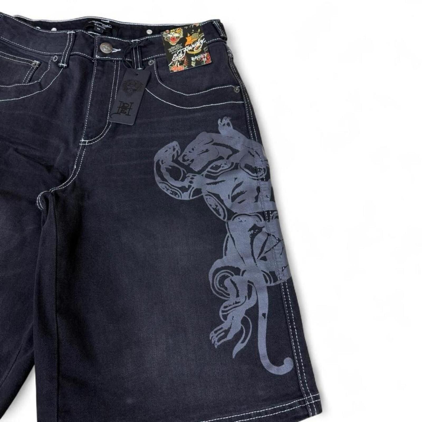 Ed Hardy Ed Hardy black denim shorts Size 29" - 4 Thumbnail