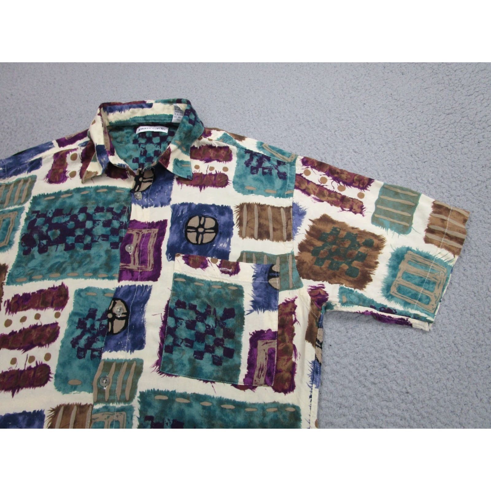 Pierre Cardin Pierre Cardin Shirt Mens S Abstract Geometric Colorful Rayon Button Up 90s Style Size US S / EU 44-46 / 1 - 2 Thumbnail