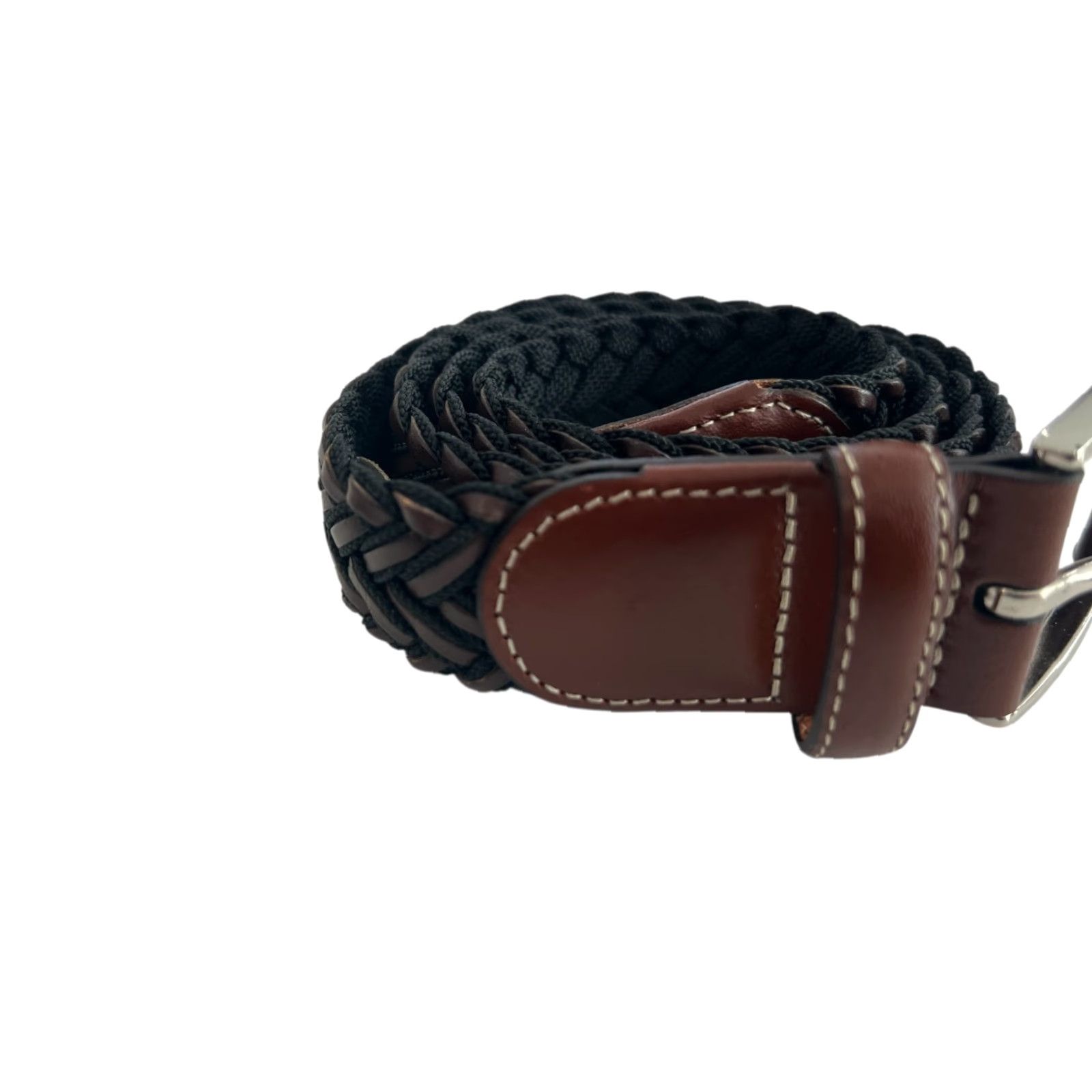 Tommy Bahama Tommy Bahama Belt Braided Leather Canvas Stretch Black/Brown XL 42" Mens Regular Waist 1.25" Reversible Dress Size ONE SIZE - 2 Thumbnail