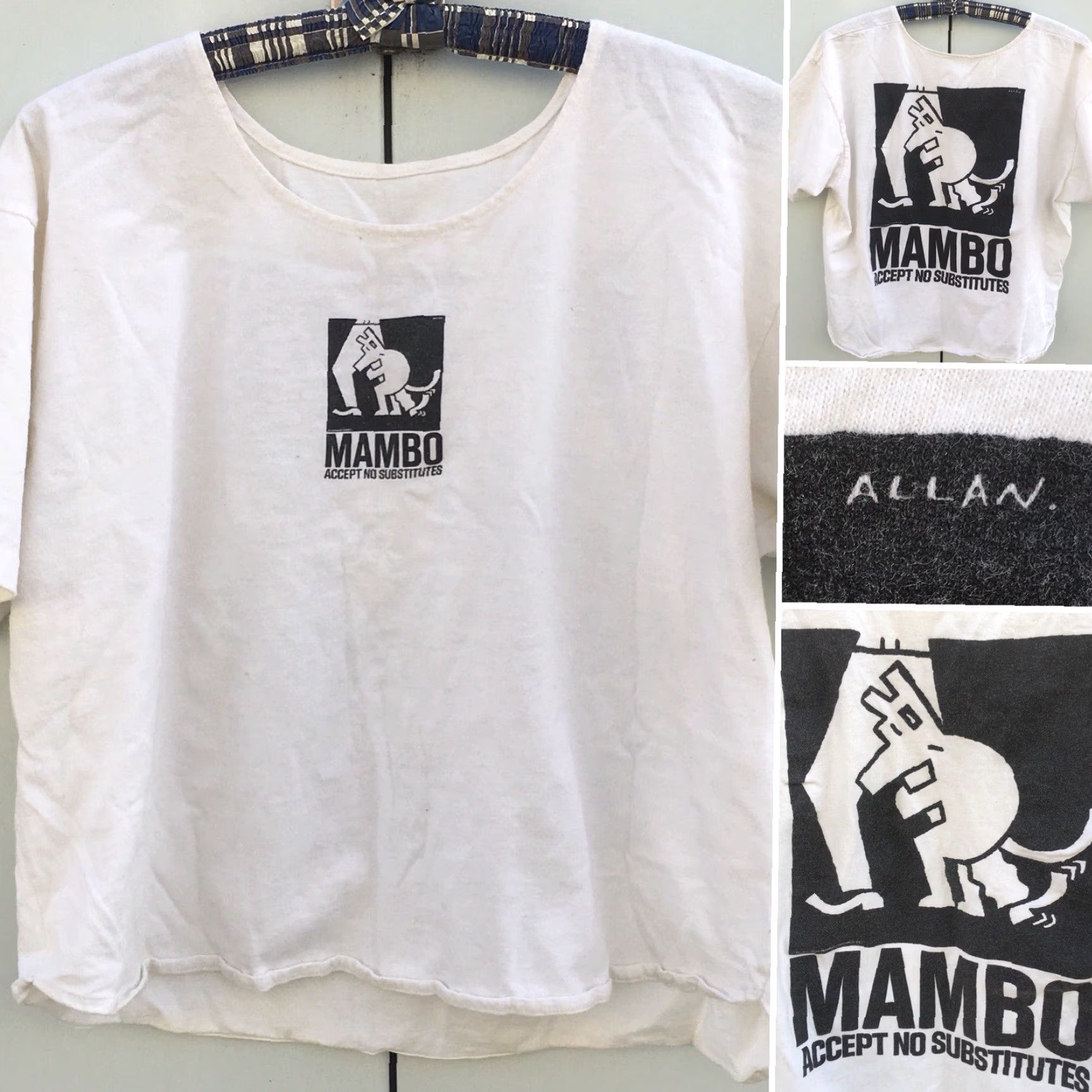 Mambo Vtg MAMBO Accept No Substitutes Crop Top T Shirt c 1989 80s 90s Surf Art Worn Mens One Size White Graphic Tee Size US M / EU 48-50 / 2 - 3 Thumbnail